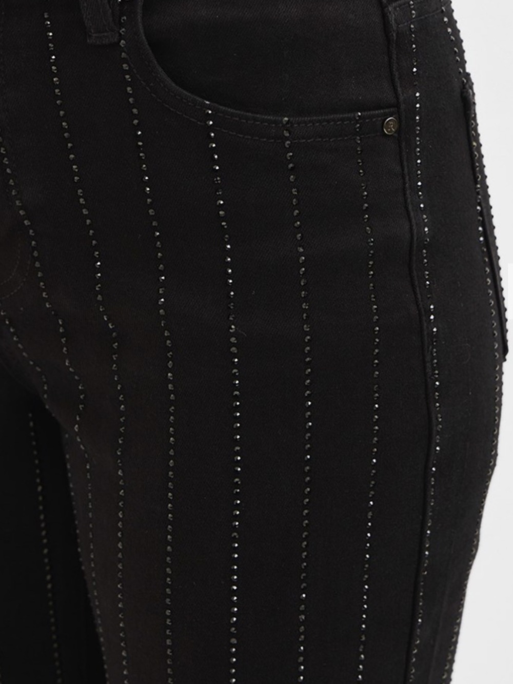327 RISEN HIGH RISE CROP WIDE RHINESTONE PANTS - Picture 4 of 4